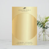 Imitate Gold Elegante Monogram Moderne Vorlage Briefpapier (Stehend Vorderseite)