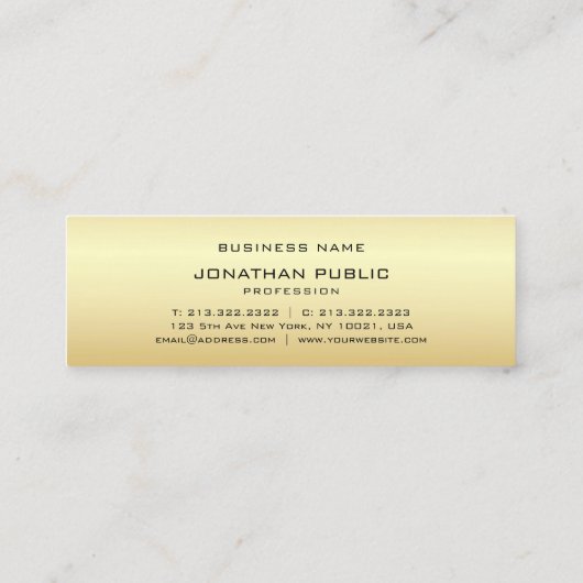 Imitate Gold Elegante Monogram Moderne Vorlage Mini Visitenkarte (Rückseite)