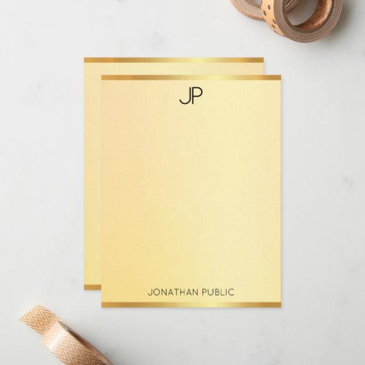 Imitate Gold Elegante Vorlage Modernes Monogramm E (Vorderseite/Rückseite Beispiel)