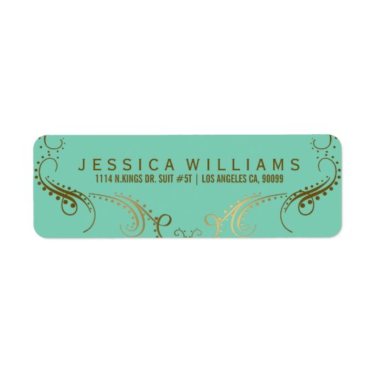 Imitate Gold Eleganter Blumenrahmen auf mintengrün (Vorne)