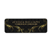 Imitate Gold Eleganter Blumenrahmen auf schwarz (Vorne)