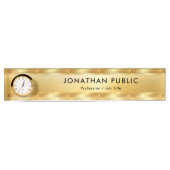 Imitate Gold Elegantes modernes Template mit Uhr Namensplakette (Vorderseite)