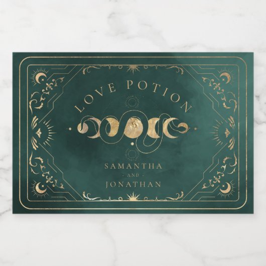 Imitate Gold & Emerald Green Tarot Celestiding Schaumweinetikett (Einzelnes Label)