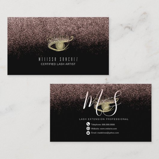 Imitate Gold Eyelashes Salon Visitenkarte (Vorne/Hinten)