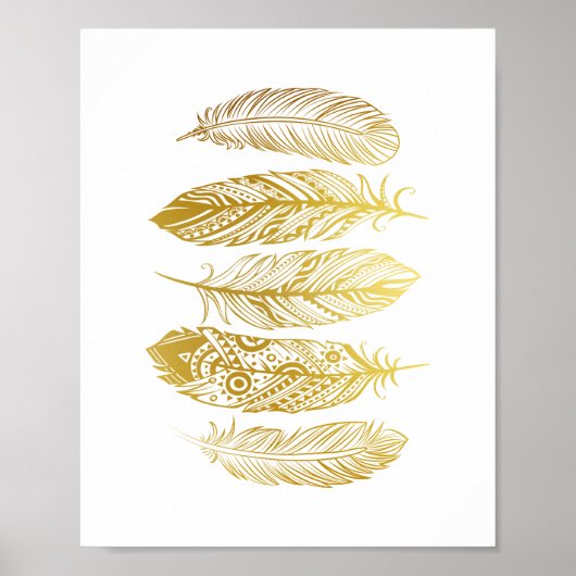Imitate Gold Feathers Tribal Print Poster (Vorne)