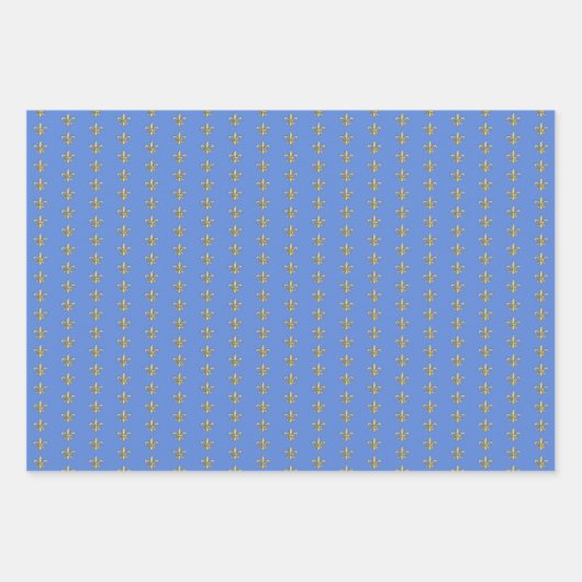 Imitate Gold FleurDeLis auf Blue Geschenkpapier Set (Vorderseite)