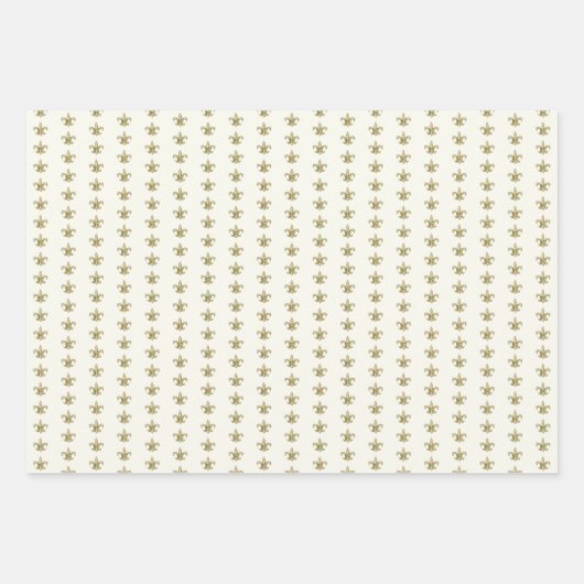 Imitate Gold FleurDeLis auf Elfenbein Geschenkpapier Set (Vorderseite 2)