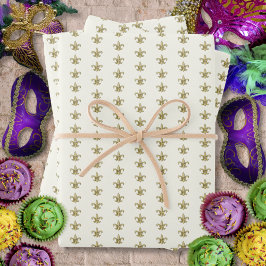 Imitate Gold FleurDeLis auf Elfenbein Geschenkpapier Set