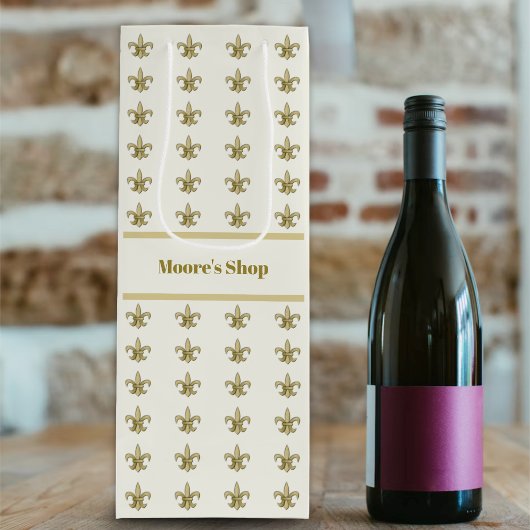 Imitate Gold FleurDeLis auf Elfenbein Geschenktüte Für Weinflaschen