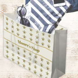 Imitate Gold FleurDeLis auf Elfenbein Große Geschenktüte