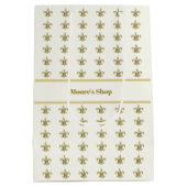 Imitate Gold FleurDeLis auf Elfenbein Mittlere Geschenktüte (Rückseite)