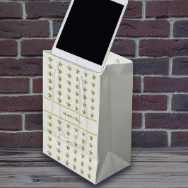 Imitate Gold FleurDeLis auf Elfenbein Mittlere Geschenktüte