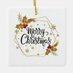 Imitate Gold Floral Frohe Weihnachten Ornament