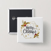 Imitate Gold Floral Frohe Weihnachten | Schaltfläc Button (Vorne & Hinten)