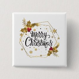 Imitate Gold Floral Frohe Weihnachten | Schaltfläc Button
