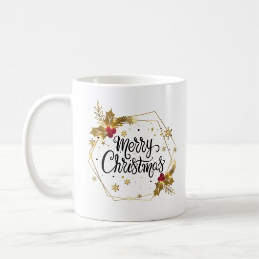 Imitate Gold Floral Frohe Weihnachten| Tasse (Links)