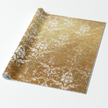 Imitate Gold Floral Hütte Grungy Damask White Roya