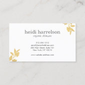 Imitate Gold Floral Logo auf Weiß Visitenkarte (Rückseite)