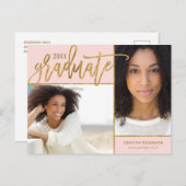 Imitate Gold Foil 2 Foto Abschluss Ankündigungspostkarte (Vorne/Hinten)