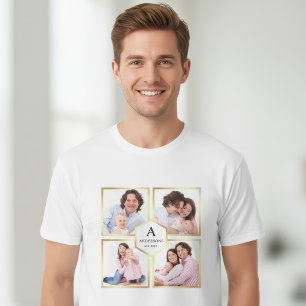 Imitate Gold Foil 4 Bilder Familienfoto Collage T-Shirt