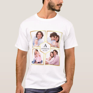 Imitate Gold Foil 4 Bilder Familienfoto Collage T-Shirt