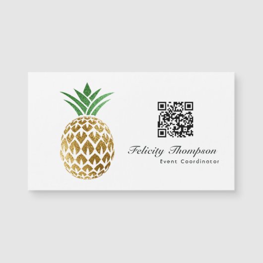 Imitate Gold Foil Ananas QR Code Magnetkarte (Vorderseite)