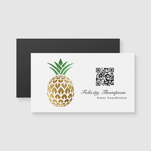 Imitate Gold Foil Ananas QR Code Magnetkarte (Vorne/Hinten)