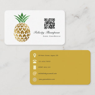 Imitate Gold Foil Ananas QR Code Visitenkarte
