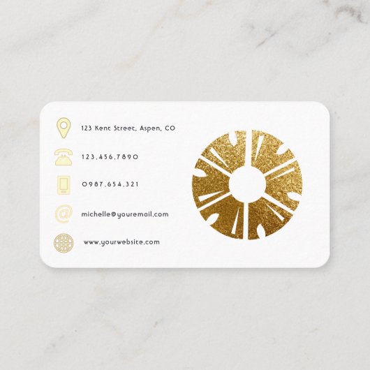 Imitate Gold Foil Ananas QR Code Visitenkarte (Rückseite)