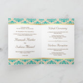 Imitate Gold Foil Aquamarin Blue Damask muslimisch Einladung (Innenseite)