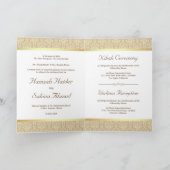 Imitate Gold Foil Beige Damask muslimische Hochzei Einladung (Innenseite)