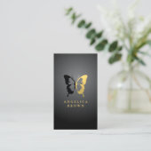 Imitate Gold Foil & Black Butterfly Visitenkarte (Stehend Vorderseite)
