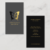 Imitate Gold Foil & Black Butterfly Visitenkarte (Vorne/Hinten)