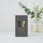 Imitate Gold Foil & Black Butterfly Visitenkarte (Stehend Vorderseite)