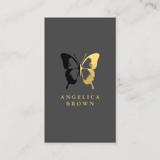Imitate Gold Foil & Black Butterfly Visitenkarte (Vorderseite)