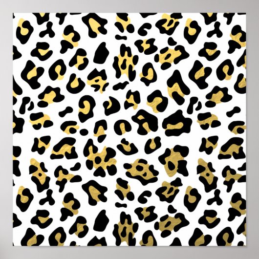 Imitate Gold Foil Black Leopard Druckmuster Poster (Vorne)