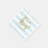 Imitate Gold Foil, Blue Stripes Baby Dusche Ihr Ju Serviette (Ecke)