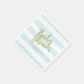 Imitate Gold Foil, Blue Stripes Babydusche Junge Serviette (Ecke)