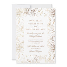 Imitate Gold Foil Blume Hand Drawn Elegante Hochze