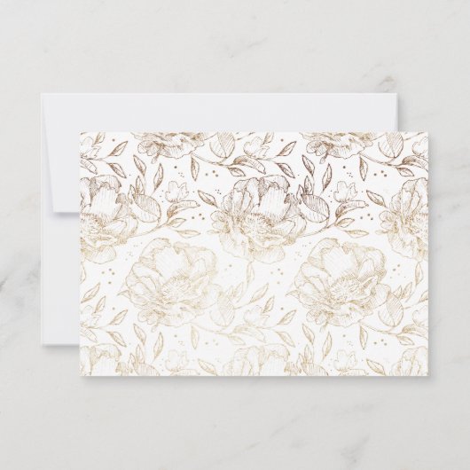 Imitate Gold Foil Blumen Hand Drawn Elegante Hochz RSVP Karte (Rückseite)