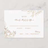 Imitate Gold Foil Blumen Hand Drawn Elegante Hochz RSVP Karte (Vorderseite)