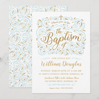 Imitate Gold Foil Boy Taufe Einladung
