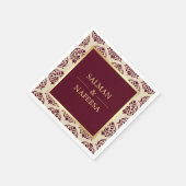 Imitate Gold Foil Burgundy Damask Hochzeit Serviette (Ecke)