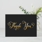 Imitate Gold Foil Calligrafy Decorative Black Dankeskarte (Stehend Vorderseite)