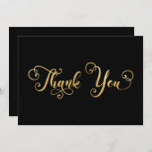 Imitate Gold Foil Calligrafy Decorative Black Dankeskarte (Vorne/Hinten)