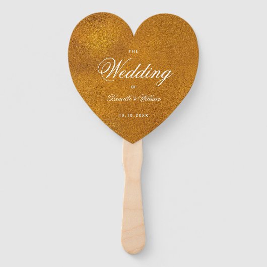 Imitate Gold Foil Calligraphy Heart Wedding Progra Fächer (Vorderseite)