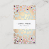 Imitate Gold Foil Circles und Confetti Muster Visitenkarte (Vorderseite)