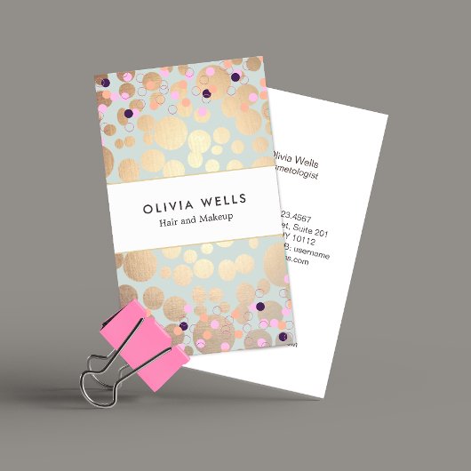 Imitate Gold Foil Circles und Confetti Muster Visitenkarte