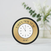 Imitate Gold Foil Clock Mitternacht glücklich Neue Einladung (Stehend Vorderseite)