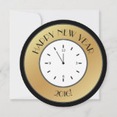 Imitate Gold Foil Clock Mitternacht glücklich Neue Einladung (Vorderseite)